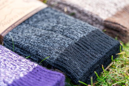 ABD Adventurer Alpaca Socks Collection - Alpaca Hiking Socks - Black Charcoal Color - Cuff Closeup