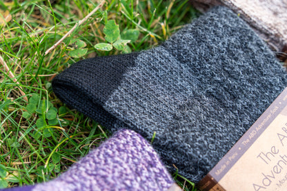 ABD Adventurer Alpaca Socks Collection - Alpaca Hiking Socks - Black Charcoal Color - Heel Closeup