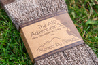 ABD Adventurer Alpaca Socks Collection - Alpaca Hiking Socks - Brown Beige Color - Front Label