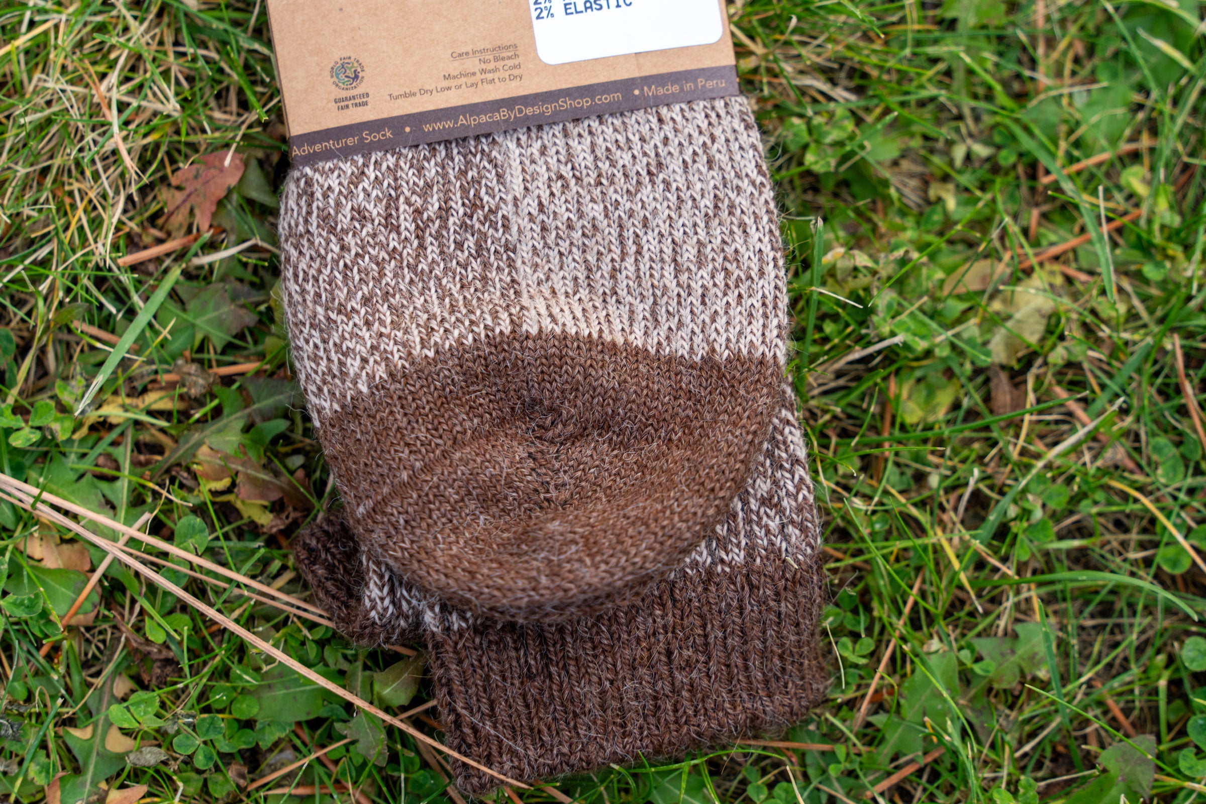 ABD Adventurer Alpaca Socks Collection - Alpaca Hiking Socks - Brown Beige Color - Toe Closeup