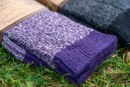 ABD Adventurer Alpaca Socks Collection - Alpaca Hiking Socks - Purple Color - Cuff Closeup