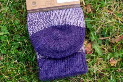 ABD Adventurer Alpaca Socks Collection - Alpaca Hiking Socks - Purple Color - Toe Closeup
