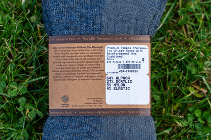 ABD Therapeutic Alpaca Socks - Alpaca Socks - Denim Color Back Label