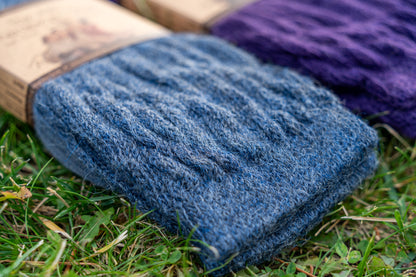 ABD Therapeutic Alpaca Socks - Alpaca Socks - Denim Color Cuff Angled