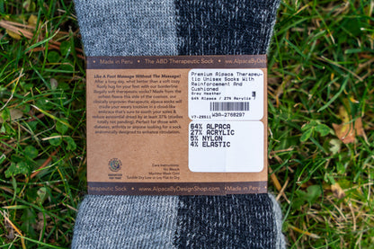 ABD Therapeutic Alpaca Socks - Alpaca Socks - Grey Color Back Label