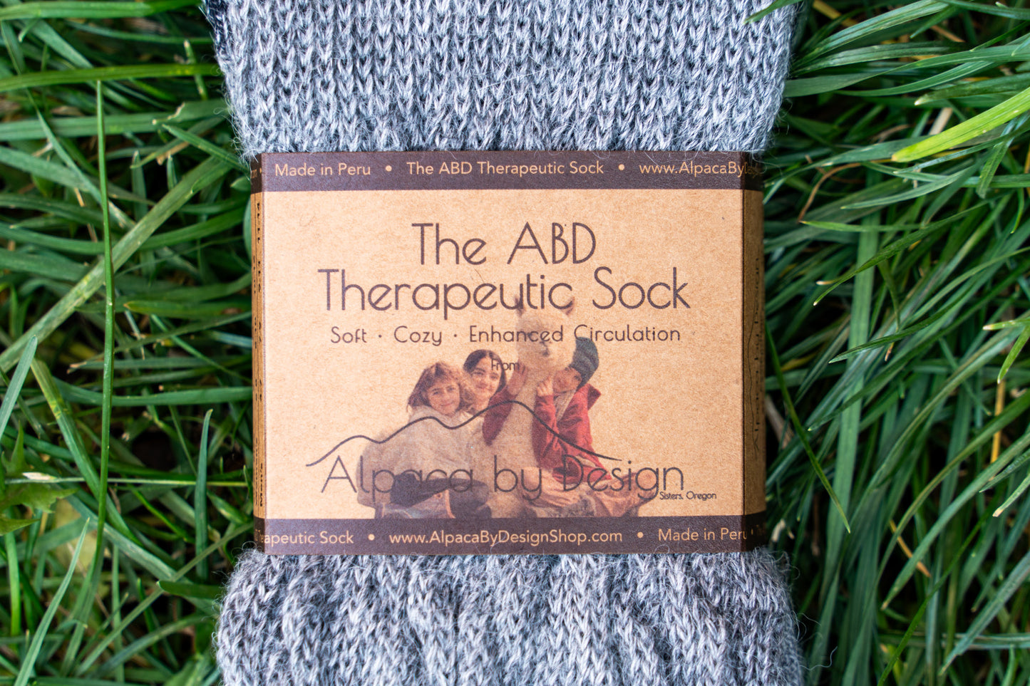 ABD Therapeutic Alpaca Socks - Alpaca Socks - Grey Color Front Label