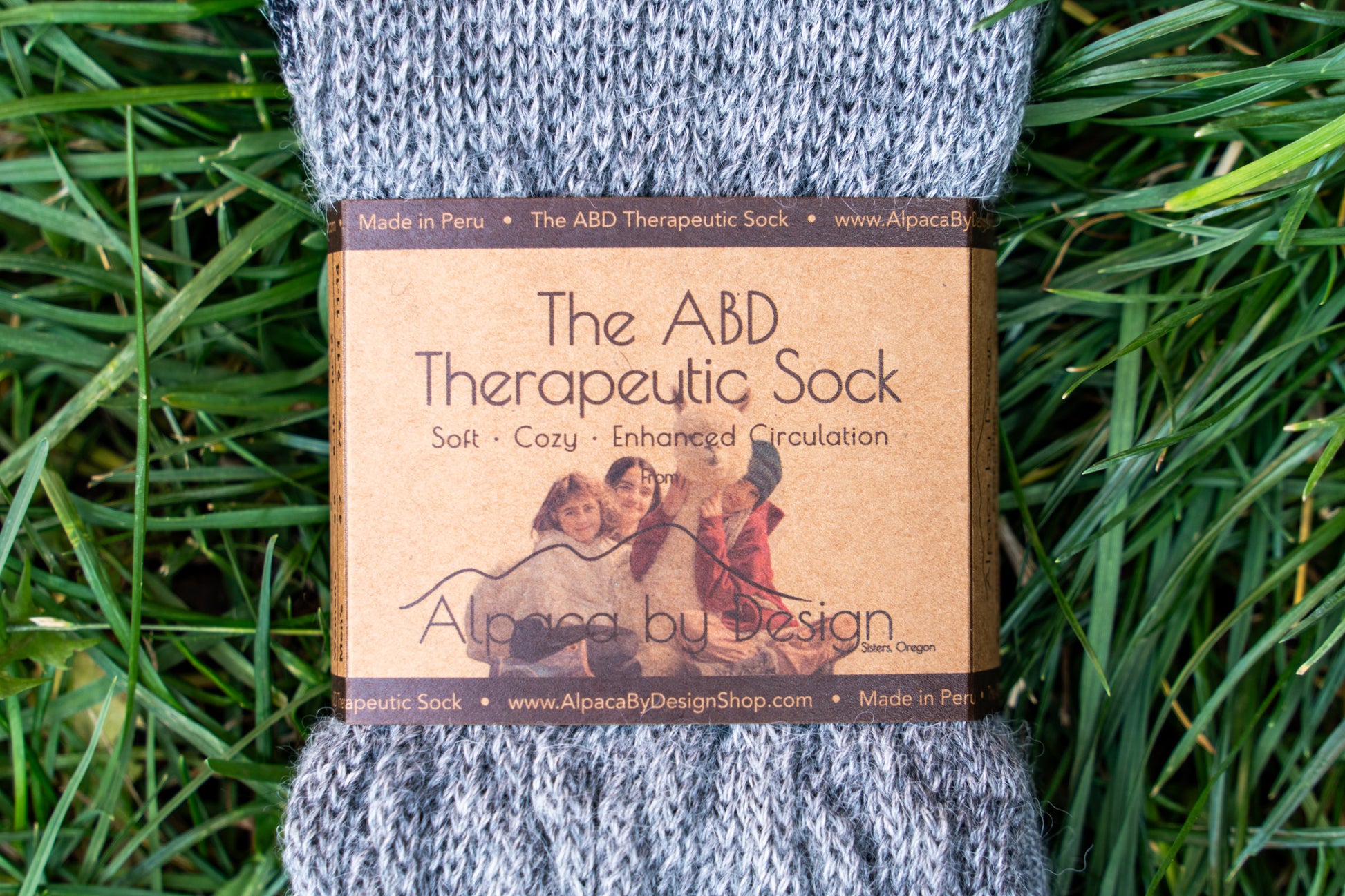 ABD Therapeutic Alpaca Socks - Alpaca Socks - Grey Color Front Label