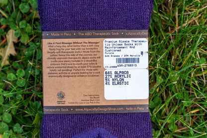 ABD Therapeutic Alpaca Socks - Alpaca Socks - Purple Color Back Label