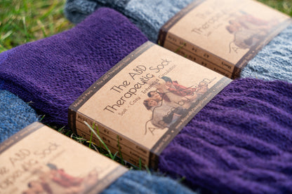 ABD Therapeutic Alpaca Socks - Alpaca Socks - Purple Color Cuff Angled 2