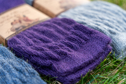 ABD Therapeutic Alpaca Socks - Alpaca Socks - Purple Color Cuff Angled Closeup