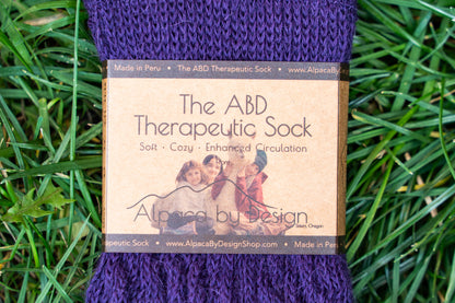 ABD Therapeutic Alpaca Socks - Alpaca Socks - Purple Color Front Label