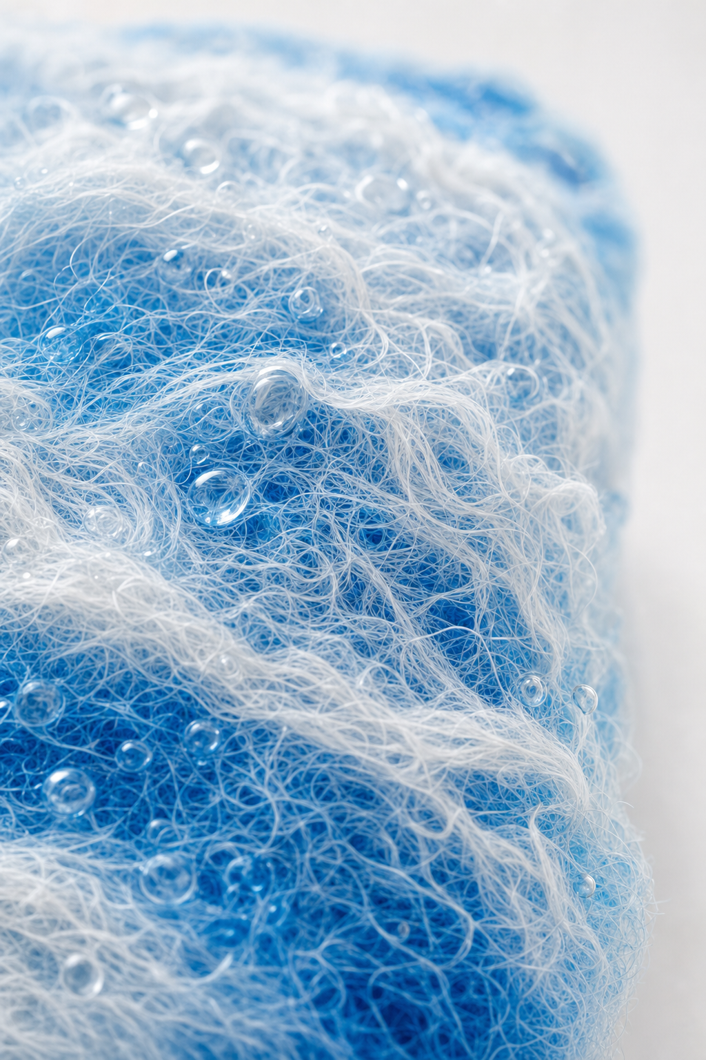 Close-up of the soft hand-felted alpaca wool fibers wrapping the soap